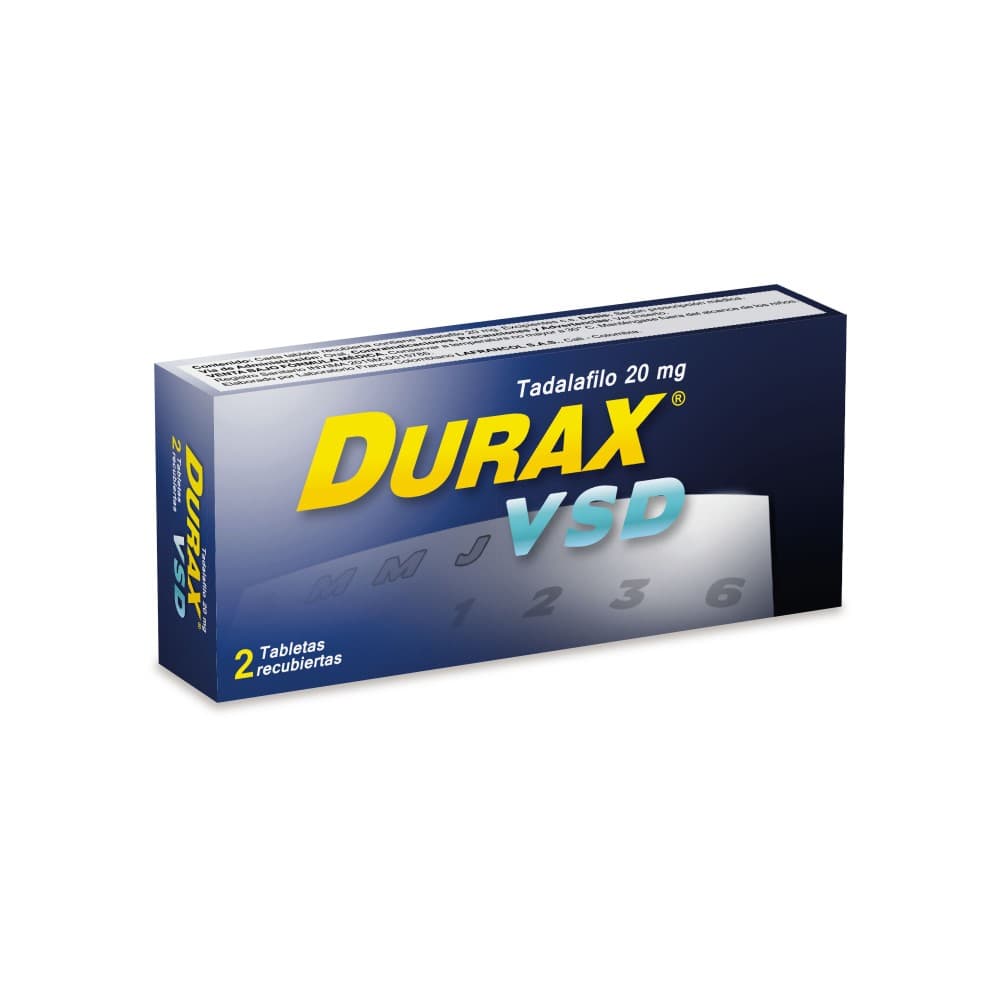 DURAX VSD 20 MG CAJA X 2 TAB (TADALAFILO)