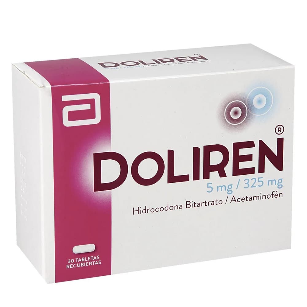 DOLIREN 5MG/325MG 30 TAB USO (ACETAMINOFEN+HIDROCODONA)