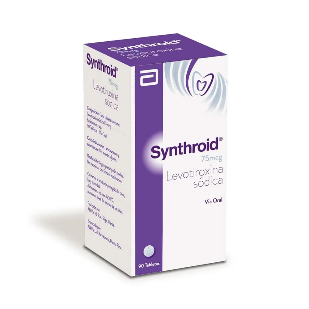 SYNTHROID 75 mcg CJA X 90 TAB (LEVOTIROXINA)