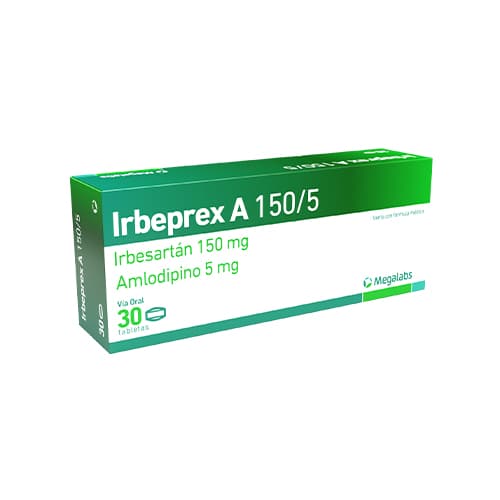 IRBEPREX A 150/5 MG CAJA X 30 TAB (AMLODIPINO+IRBESARTAN)