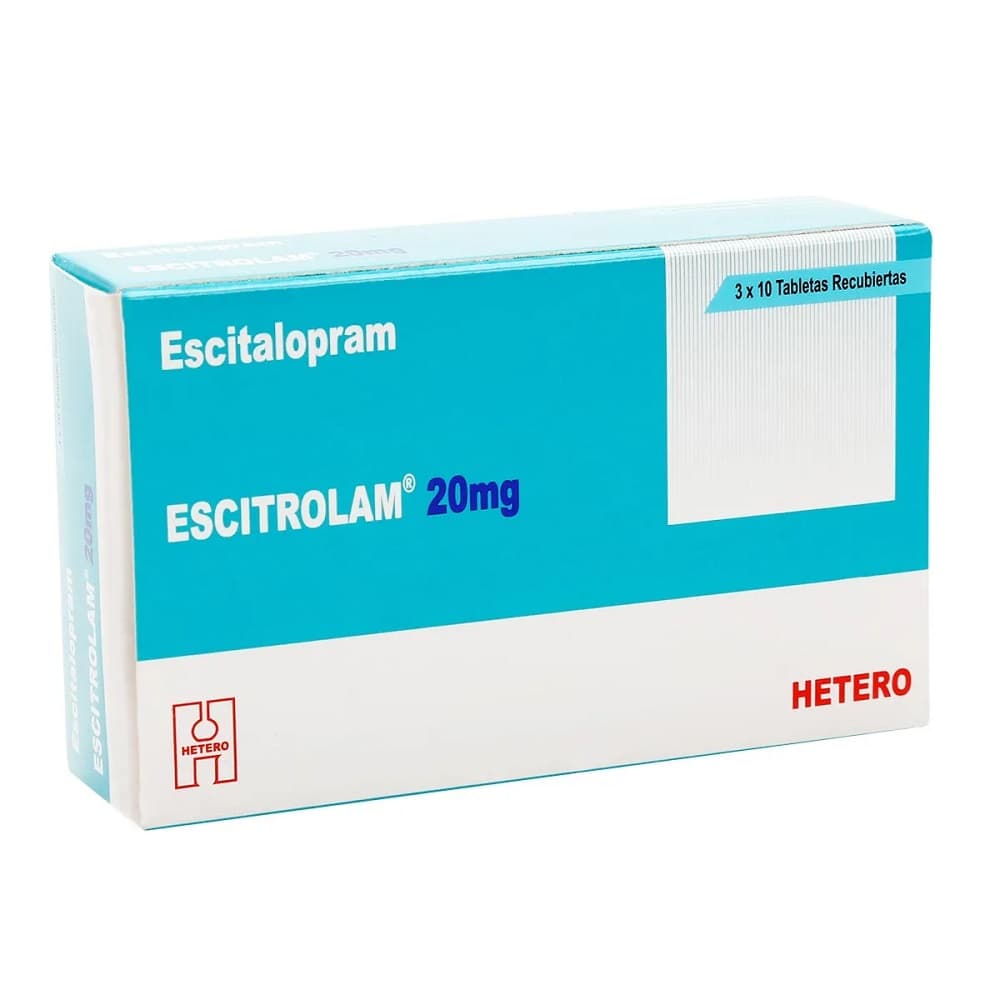 ESCITROLAM ECITALOPRAM 20 MG CAJA X 30 CAP (ESCITALOPRAM)