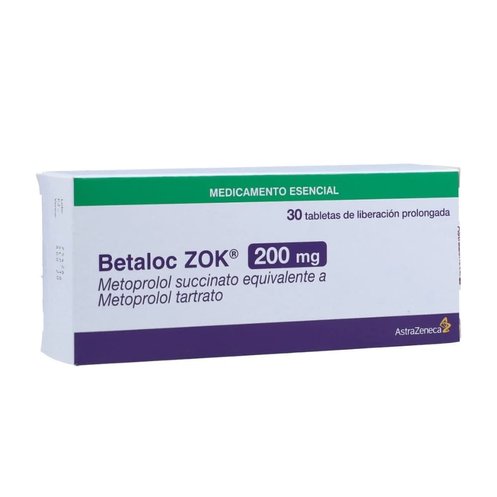BETALOC ZOK 200 MG CJA 30 TAB CAJA X 30 TAB (METOPROLOL SUCCINATO)