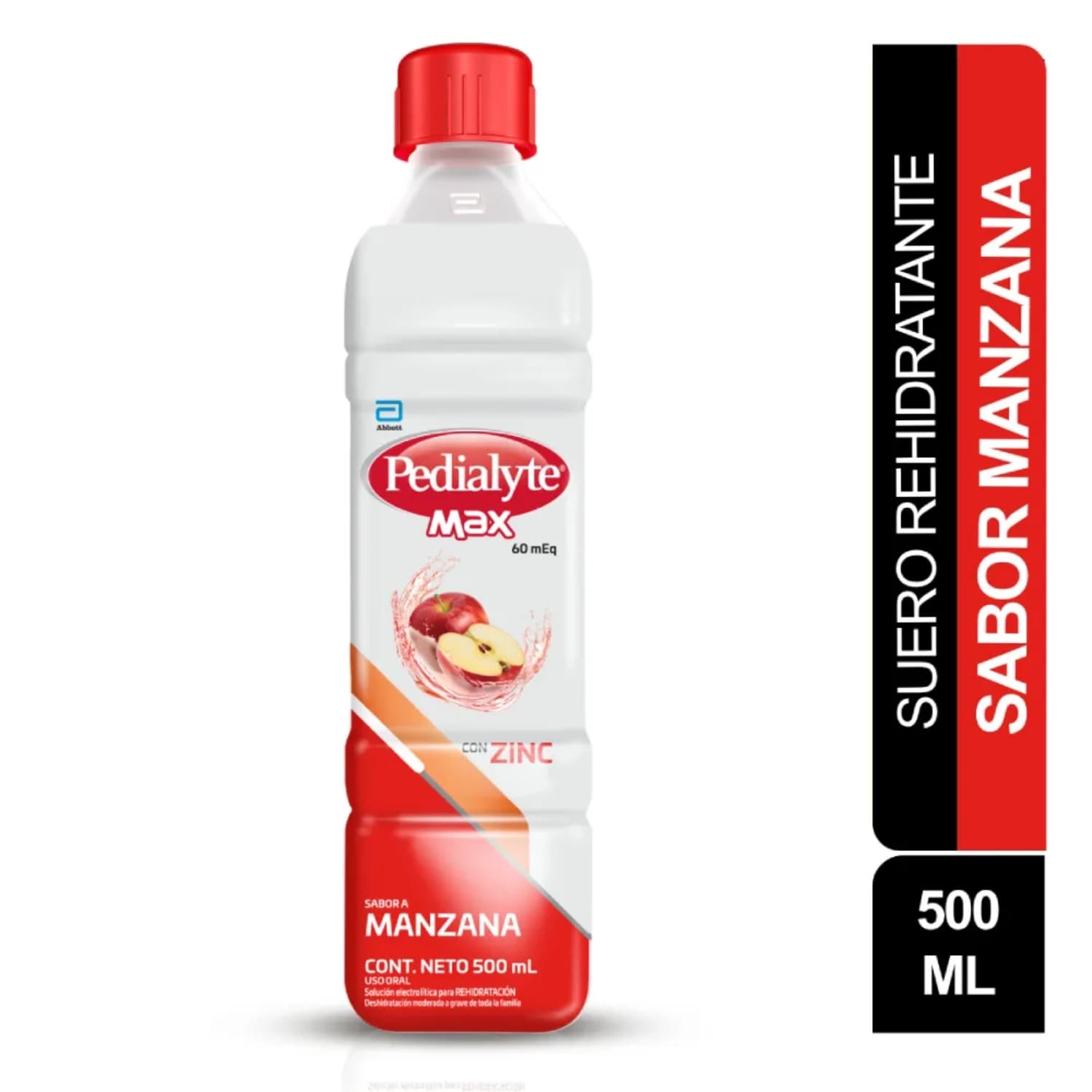 PEDIALYTE MAX ZINC 60MEQ MANZANA X 500 ML (SALES REHIDRATACION ORAL+ZINC)
