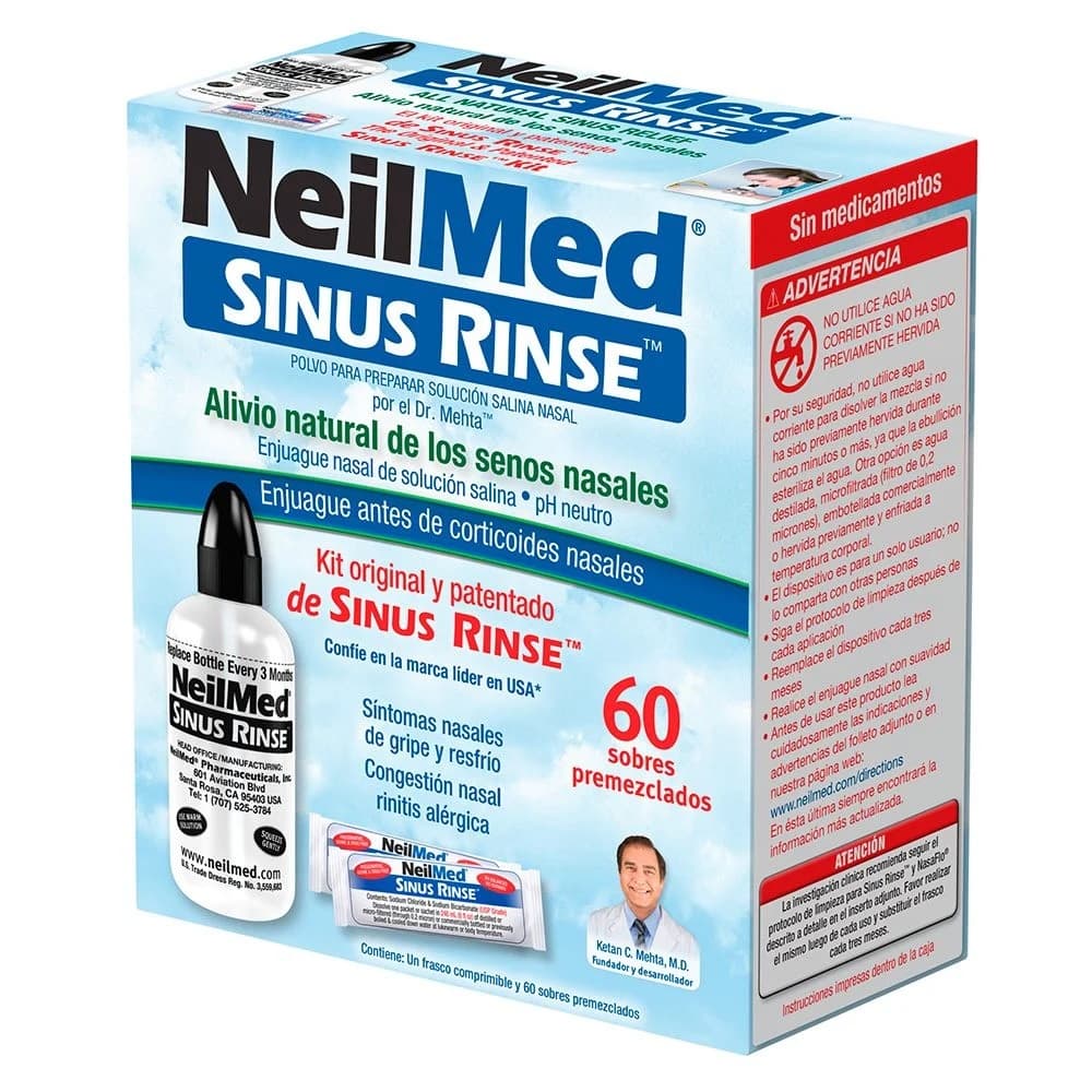SINUS RINSE REGULAR KIT 60 ADULTO KIT 60 SOBR + DISPO (SOLUCIONES DESCONGESTIONANTES)
