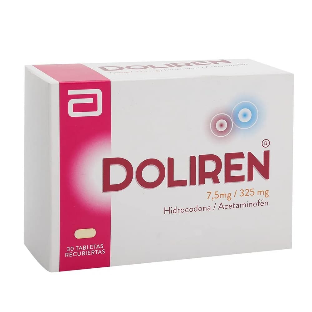 DOLIREN 7,5MG /325MG CAJA X 30 TAB (ACETAMINOFEN+HIDROCODONA)