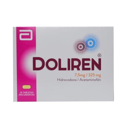 DOLIREN 7,5MG /325MG CAJA X 10 TAB (ACETAMINOFEN+HIDROCODONA)