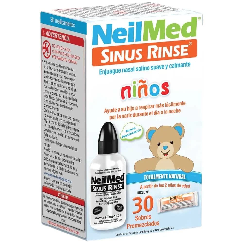 SINUS RINSE PEDIATRICO KIT - 30CT KIT 30 SOBR + DISPO (SOLUCIONES DESCONGESTIONANTES)