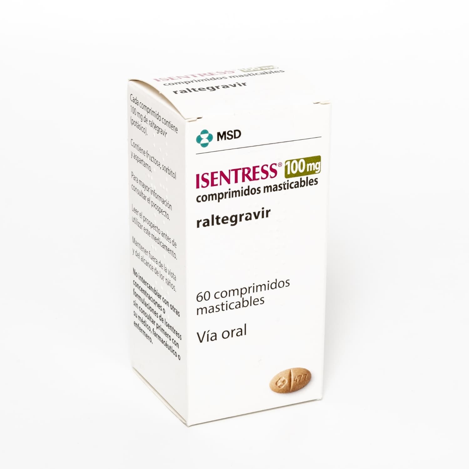 ISENTRESS 100MG 60TAB COL FRASCO X 60 TABLETAS MASTI (RALTEGRAVIR)