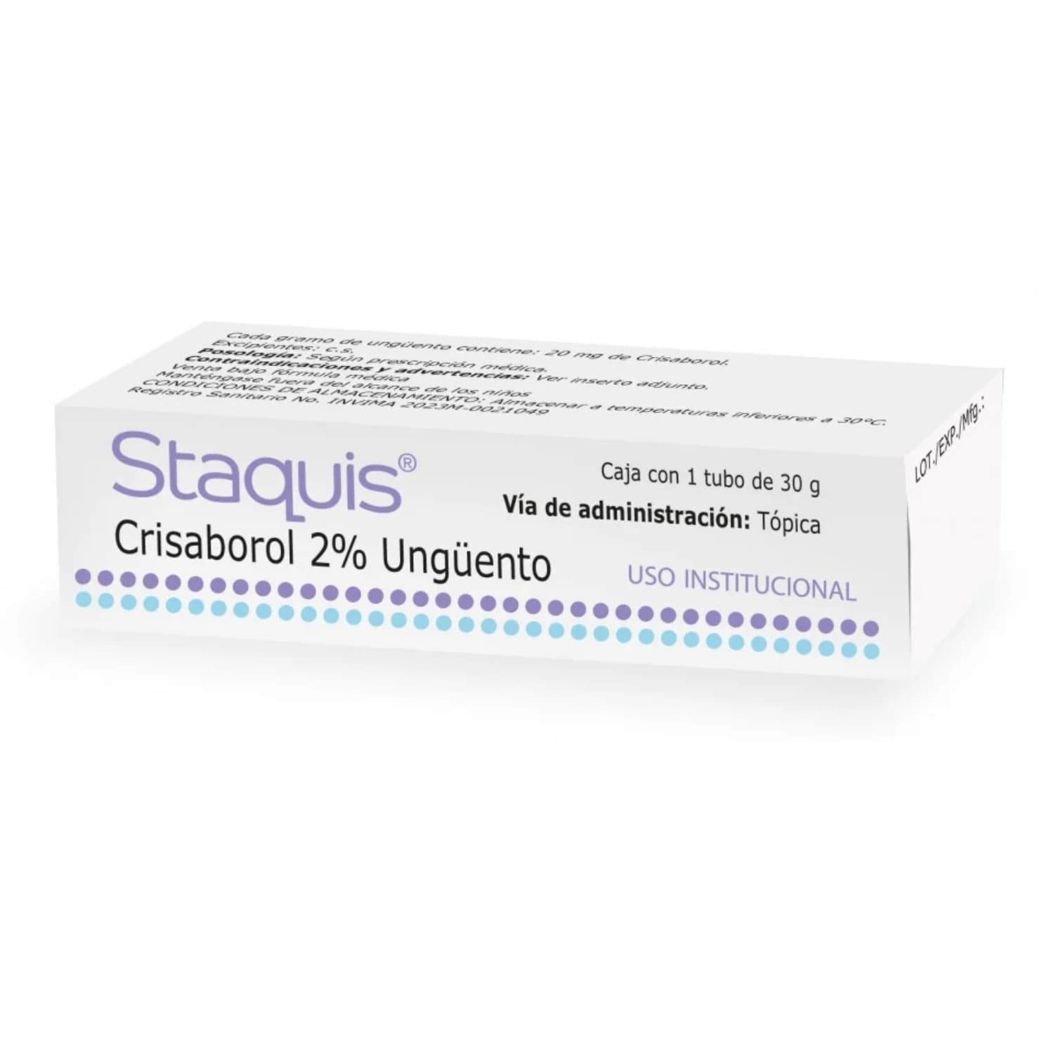 STAQUIS 20MG/GM OIN 30G TU 1X1 CTN CO CAJA X 1 TUBO (CRISABOROL)